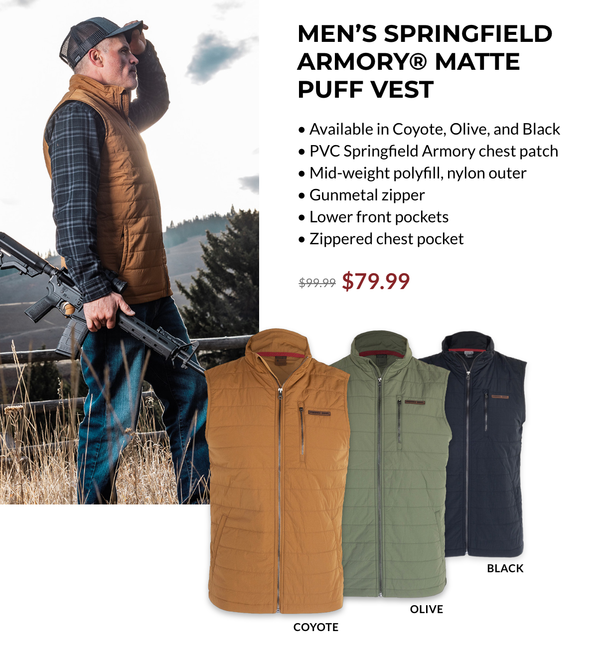 Men's Springfield Armory Matte Puff Vest