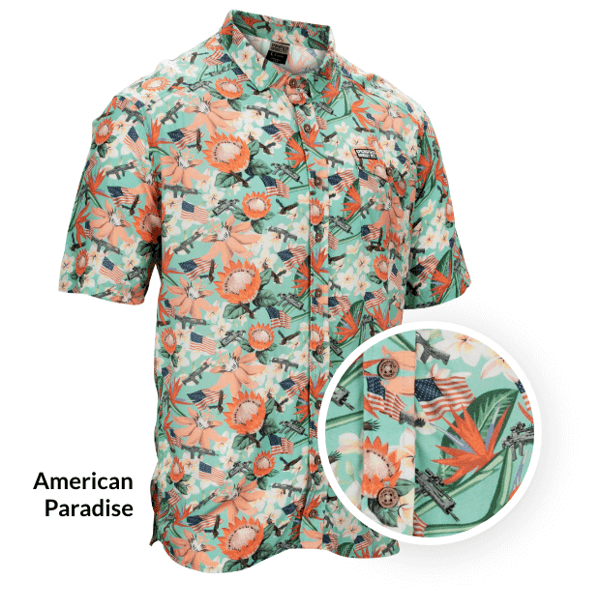 Springfield Men's Short Sleeve Summer Button Down, American Paradise