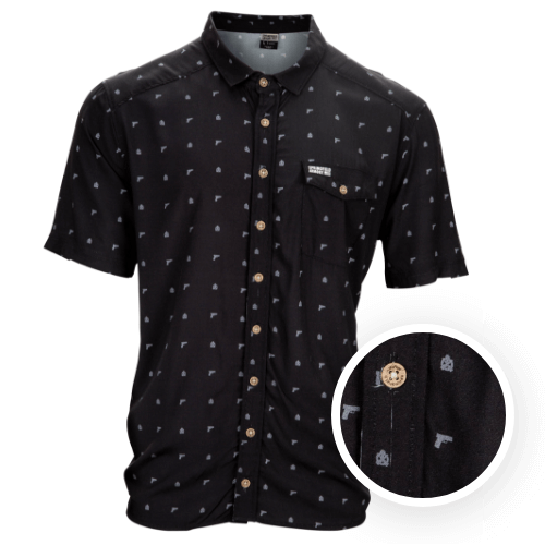 Springfield Men's Short Sleeve Summer Button Down, Black